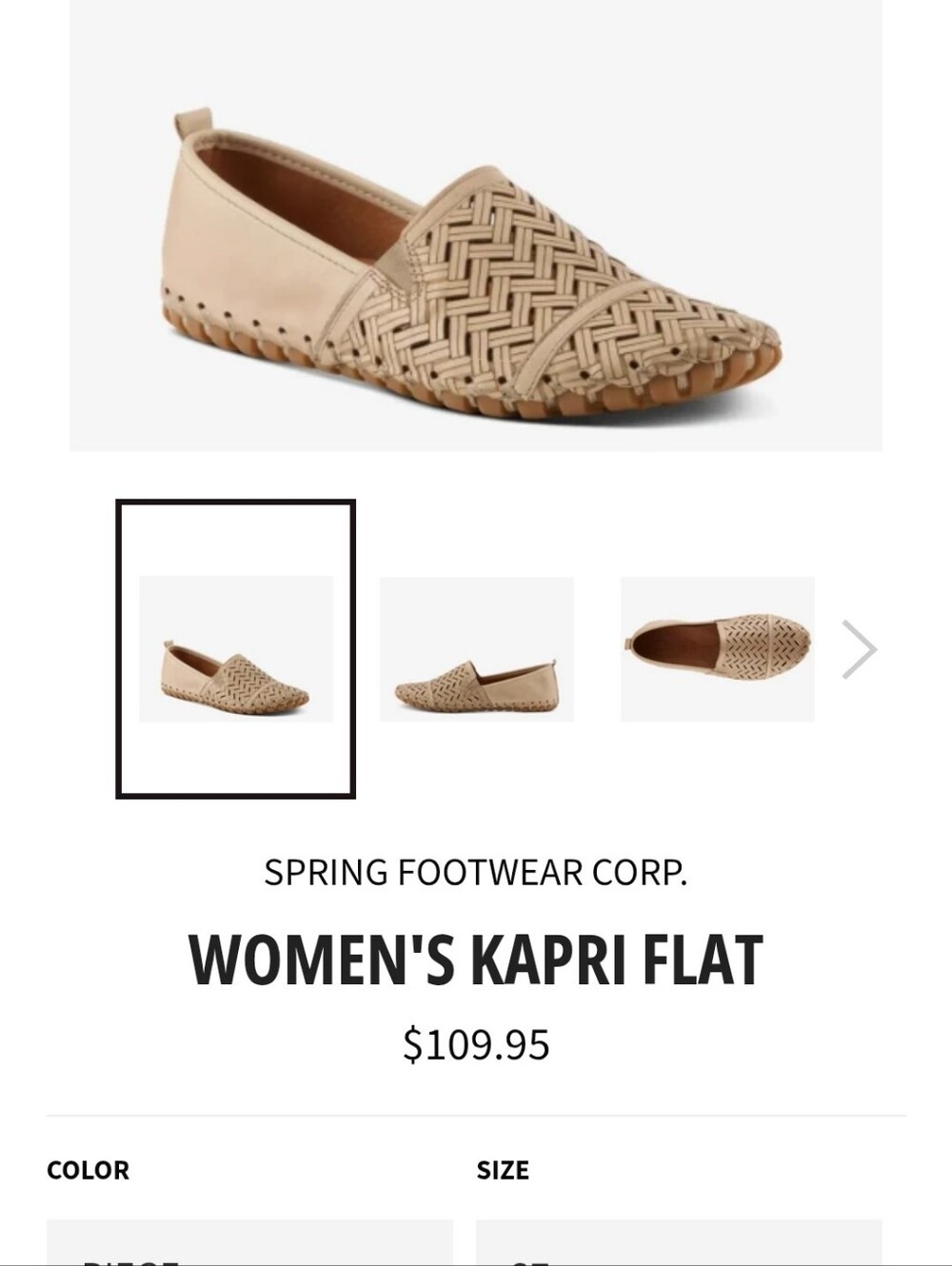 Spring Step Kapri Beige Leather Flats Size EU39/ US 8.5